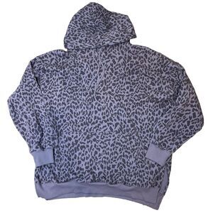 American Eagle Oversized Hoodie SMALL Jegging Fit SOFT Leopard Purple Sweatshirt